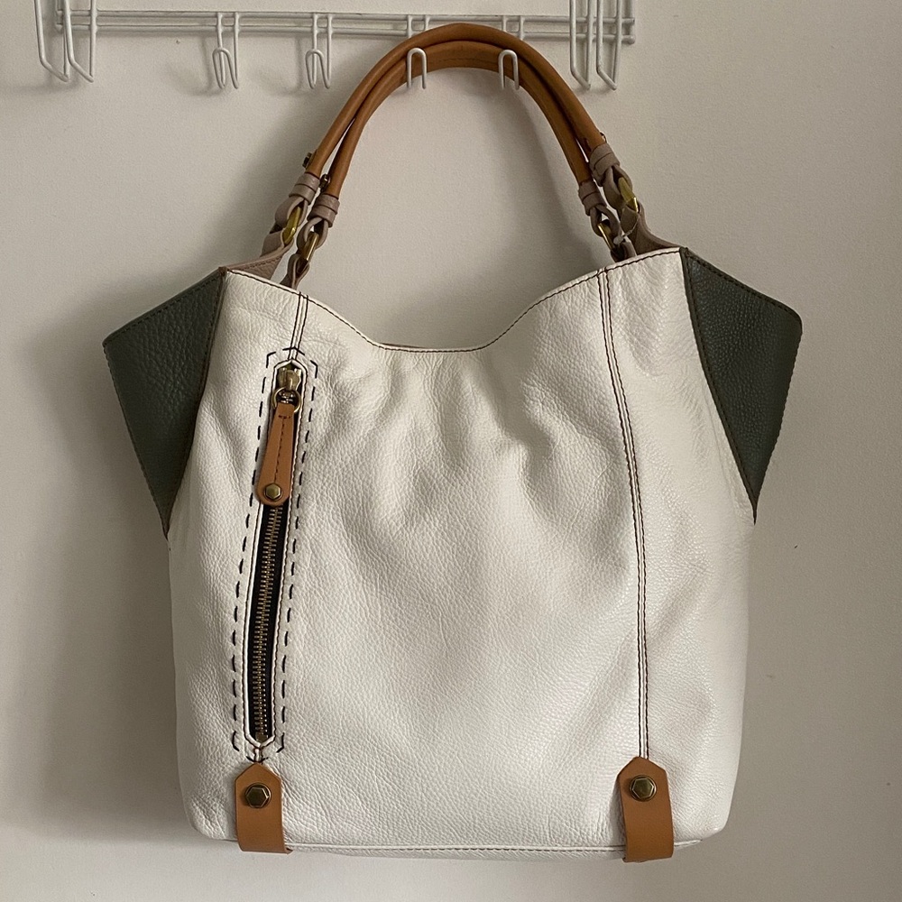 orYANY White and Brown Tote Bag